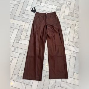 NWT leather Rag & Bone super high rise wide leg pants.